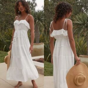 Anthropologie White Tiered A-line Maxi Dress